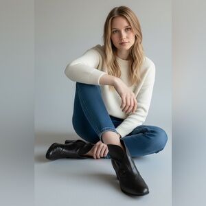 Everybody by BZ Moda Black Leather Ankle Boots Made in Italy EU 40